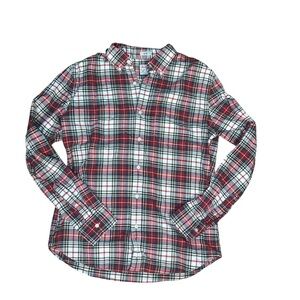 J.Crew Broken-In Oxford Slim Fit Plaid Shirt Red Navy White Tartan Men’s M